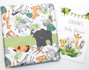 Safari Baby Shower Guest Book, Safari Animals Baby Shower, Jungle Baby Shower, Personalized Baby Shower Guest Book, Baby Boy Memory Book