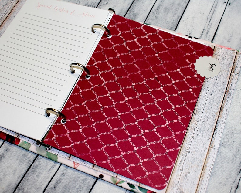 Bridal Shower Guest Book Gift Log Blush and Burgundy Bridal Etsy