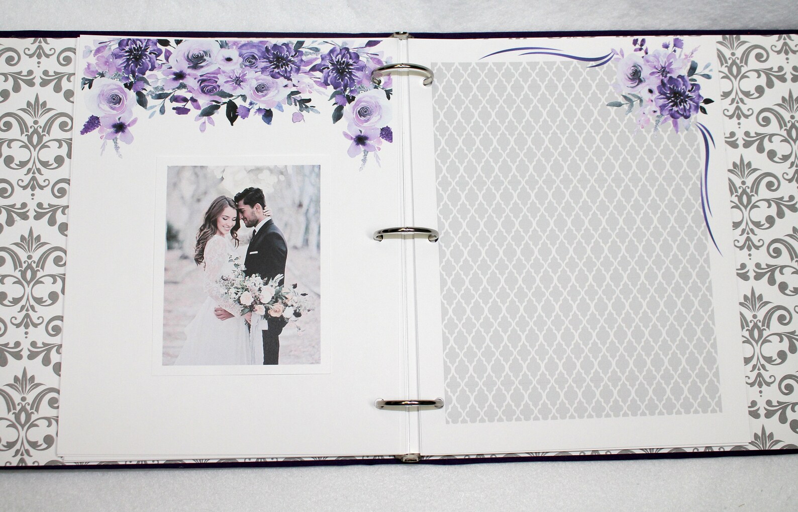 Wedding Memory Book, Wedding Scrapbook, Purple and Gray Wedding, Bridal