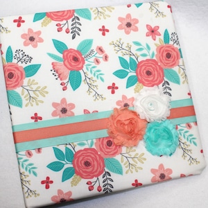 Baby Memory Book, Baby Book Girl, Floral Baby Book, Blush, Coral, Mint, Baby Scrapbook, Keepsake, Baby Journal, Milestones, Personalized