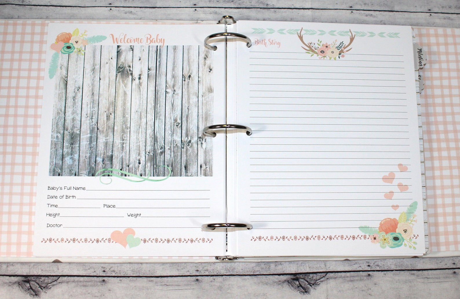 Baby Memory Book Baby Book Girl Boho Baby Book Feathers - Etsy