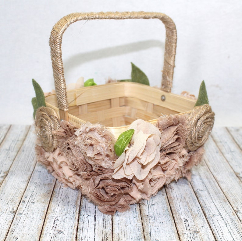 Flower Girl Basket / Rustic Flower Girl Basket / Burlap Flower | Etsy
