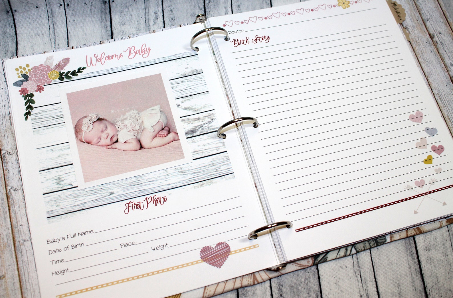 Baby Memory Book Girl Baby Book Girl Rustic Baby Book Etsy