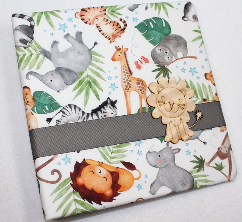 Baby Memory Book, Baby Book Boy, Personalized Baby Book, Animal Jungle Safari theme Baby Shower, Baby Scrapbook Album, Toddler Years 1-5 image 1