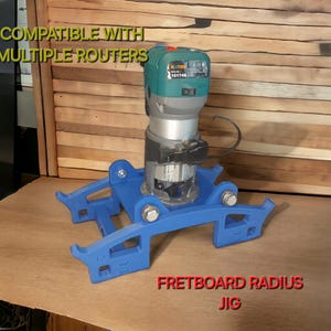Fretboard Radius Jig compatible with Makita, Dewalt, Ryobi, Milwaukee router and others. Guitar Luthiers supplies. Guitar makers radius jig.