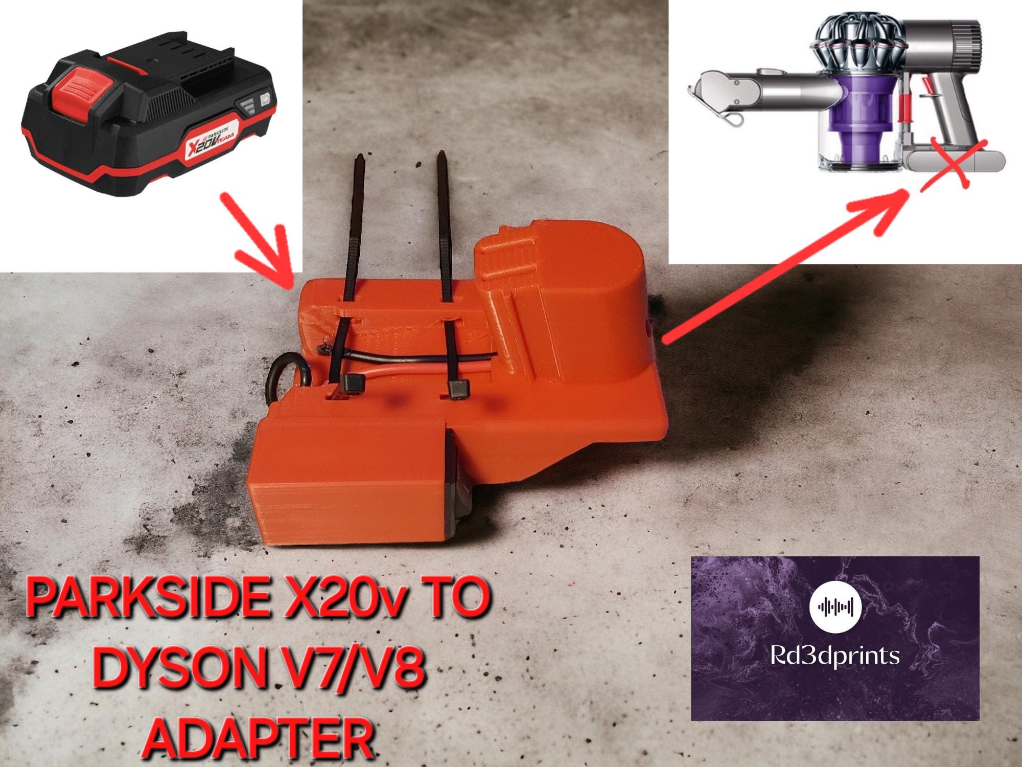 Adaptador de baterĂa Dyson V7/V8 a Parkside X-20V (descarga digital)
