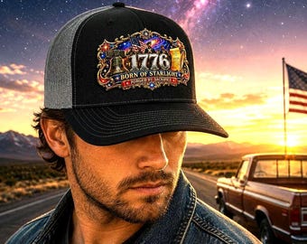 1776 Trucker Hat, Born of Starlight Patriotic Cap