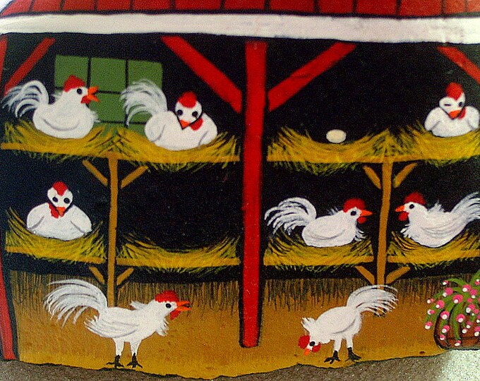 1909 Red Barn Chicken Coop, Farm House Chic, Country Decor, Collectible