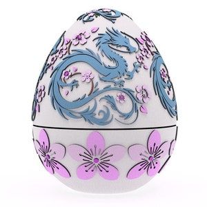 3D-afdrukbestanden met verstrikt bloesem-drakenei in reliëf en reliëf