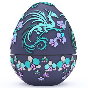 Archivos de impresión 3D en relieve y bajorrelieve de huevo de dragón orquídea