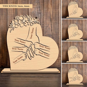 Personalisierte Mama und Kind Hände Herz Stand Decor SVG, Geschenk für Mama, Muttertag svg, Muttertagsgeschenke svg, Glowforge svg-Dateien, Laserschnittdateien