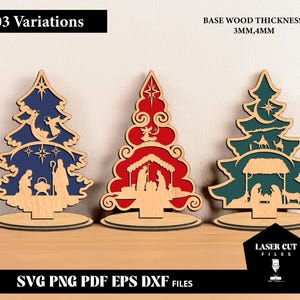 Decorazione per albero di Natale con natività in formato SVG tagliato al laser, supporto per natività in formato SVG, file per ornamento natalizio tagliato al laser, file CNC per albero di Natale in legno Glowforge