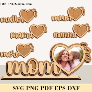 Stojak na Dzień Matki Cięty Laserowo, Szablon Wektorowy Glowforge na Dzień Matki, Ozdoba na Dzień Matki, Plik Laser Mom, Rodzina Cięta Laserowo, Laser SVG