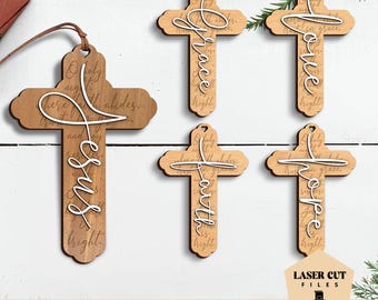Religious Cross Ornament SVG, Christmas SVG, Laser Cut Files, Cross Svg, Jesus Svg, Faith Svg, Love Svg, Easter Svg, Nativity SVG, Glowforge