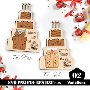 Scatola porta soldi regalo personalizzata SVG, scatola regalo personalizzata laser, modello fai da te per scatola porta soldi, regalo di compleanno per un amico, download digitale tagliato al laser.