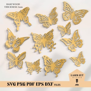 3D Schmetterlinge und Libellen Bundle, 3D Schmetterling Lasercut, Libelle Glowforge, Holz Schmetterling, Libelle, Heim Dekor, Kinder Spielzeug SVG