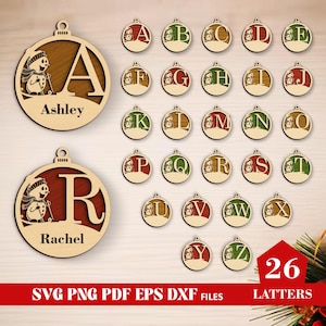 Ornamento natalizio personalizzato SVG, ornamento con nome personalizzato SVG tagliato al laser, palla di Natale SVG, ornamenti per alberi con testo modificabile, monogramma SVG