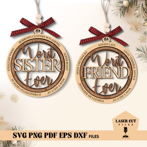 最悪のバンドル SVG、親友のクリスマスオーナメント レーザーカット ファイル SVG、面白いクリスマスオーナメント SVG、クリスマスギフト、Glowforge レーザーカット