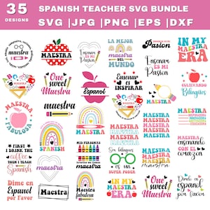 Spanish Teacher SVG Bundle, Retro Teacher SVG, Teacher Quote SVG, Profesora Svg, Spanish Svg, Maestra Svg, Teacher Svg, Cricut, Silhouette