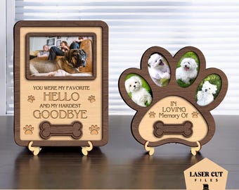 Memorial Pet Photo Frame Digital Laser Cut File,Dog Paw Print Picture Frame Svg,Memorial Gifts Svg, Pet Memorial Sign, Memorial Standing Svg