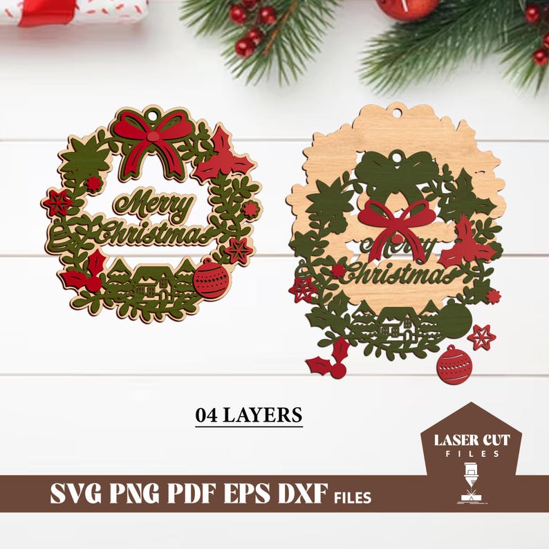 Merry Christmas Wreath SVG, Christmas Countdown SVG, Laser Cut File for ...