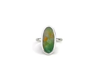 Natural Indonesian Blue Green Opal Sterling Silver Stacking Ring Size 8