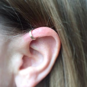 Gold Filled Minimalist Ear Cuff fake helix cartilage earcuff no piercing plain cuff earrings dainty thin minimal faux jewelry earcuffs 14k image 3