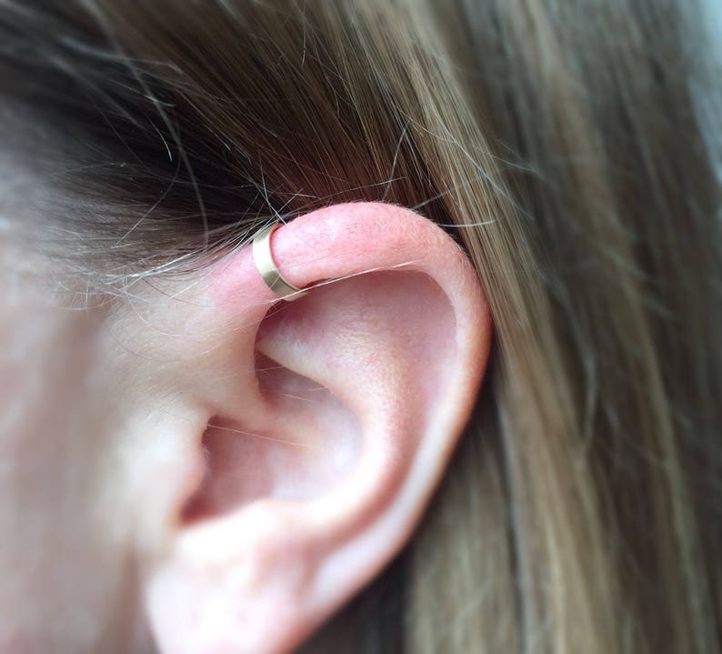 Gold Filled Minimalist Ear Cuff fake helix cartilage earcuff no piercing plain cuff earrings dainty thin minimal faux jewelry earcuffs 14k image 3