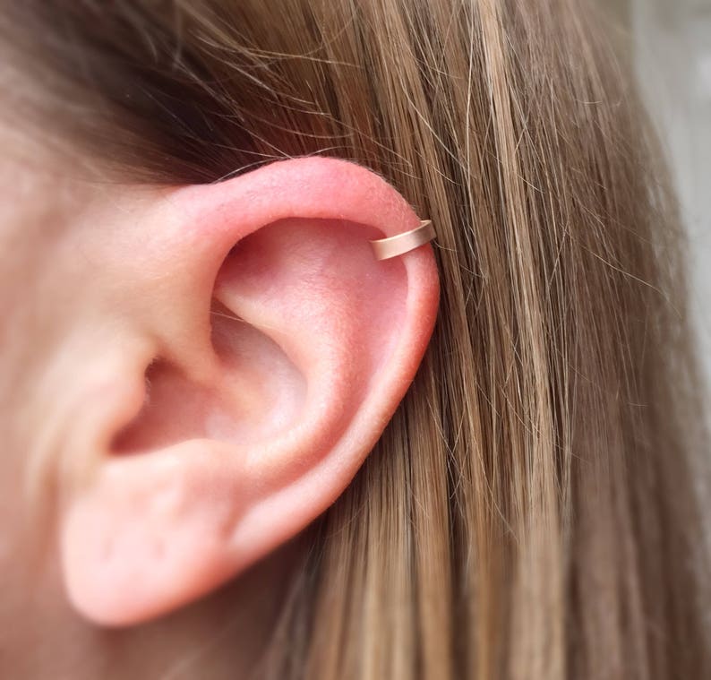 Gold Filled Minimalist Ear Cuff fake helix cartilage earcuff no piercing plain cuff earrings dainty thin minimal faux jewelry earcuffs 14k image 2