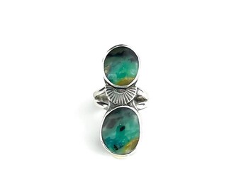 Natural Peruvian Blue Opal Sterling Silver Statement Ring