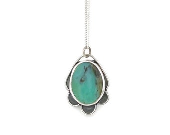 Peruvian Opal Pendant / Teardrop Flower Sterling Silver Necklace