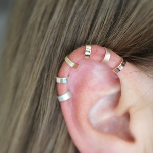 Gold Filled Minimalist Ear Cuff fake helix cartilage earcuff no piercing plain cuff earrings dainty thin minimal faux jewelry earcuffs 14k image 1