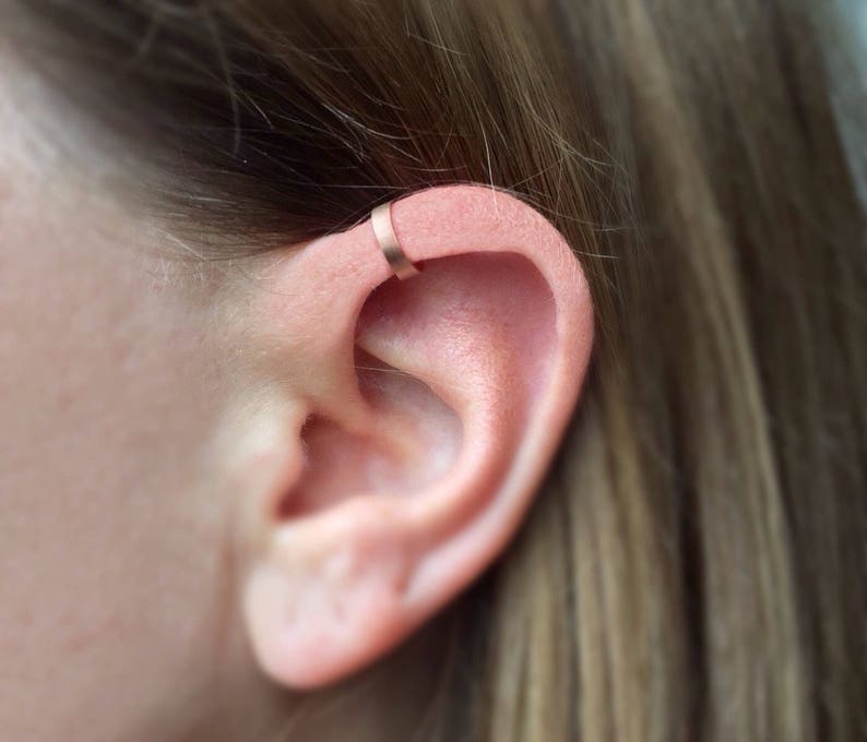 Rose Gold Filled Minimalist Ear Cuff fake helix cartilage earcuff no piercing plain cuff earrings dainty thin minimal faux jewelry earcuffs image 2