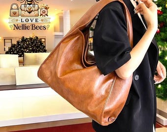 Faux Leather Hobo Bag: Large Designer Shoulder Bag
