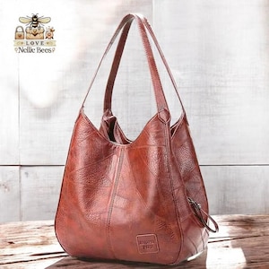 Damen PU Leder Eimer Tasche Einkaufstasche Designer Tasche für Frauen Große Kapazität Handtasche Vintage Look Einkaufstasche