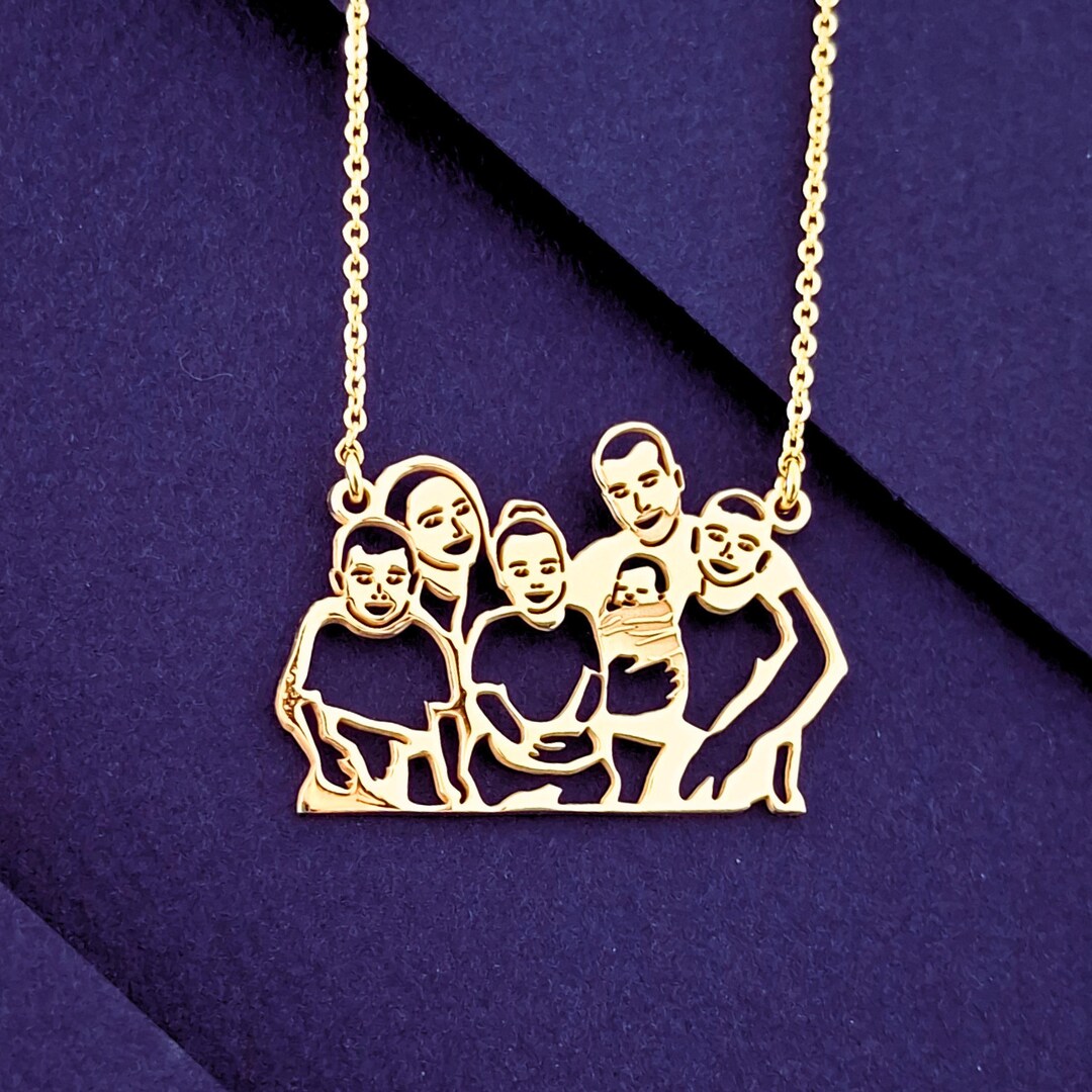 Personalized Family Portrait Pendant Necklace 60th Birthday Gift for ...