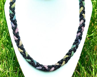 Rainbow Crystal Rope Necklace Bracelet Set | Black Pride unisex Statement Jewelry