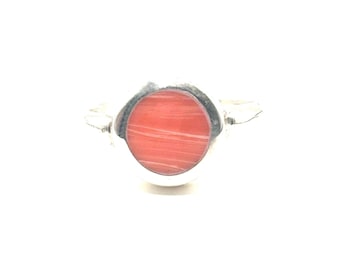 Rhodochrosite Sterling Silver Ring | Natural Pink Gemstone, Minimalist Bezel-Set Design