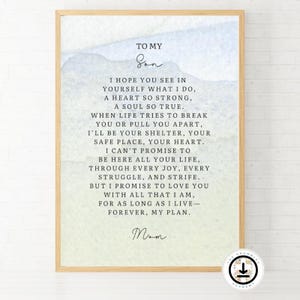 Mãe Imprimir Mãe Filho Digital Baixar Enteado Arte de Parede Carta Sincera Poema Emocional Lembrança Sincera Colorida Imprimível Vintage Nino