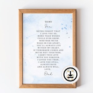 Dad Print Vater Digitaler Sohn Download Stiefsohn Wandkunst Herzlicher Brief emotionales Gedicht aufrichtiges Andenken Bunt druckbares Vintage Nino