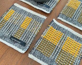 Handwoven Big Reversible Wool Coasters Yellow 2 coasters