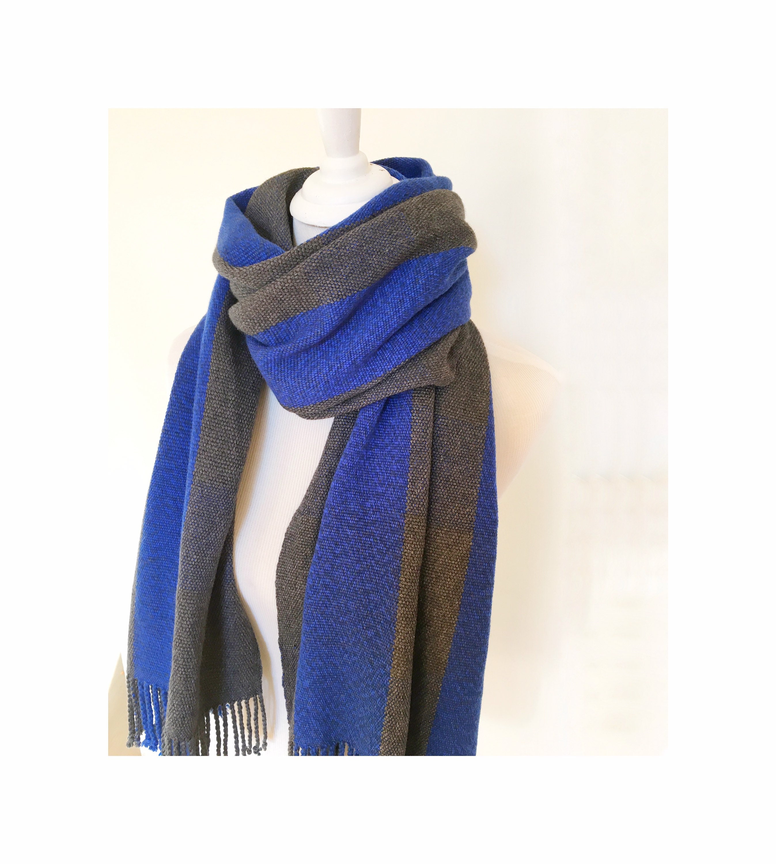 Handwoven Wide Cashmere Scarf 22' X 72 