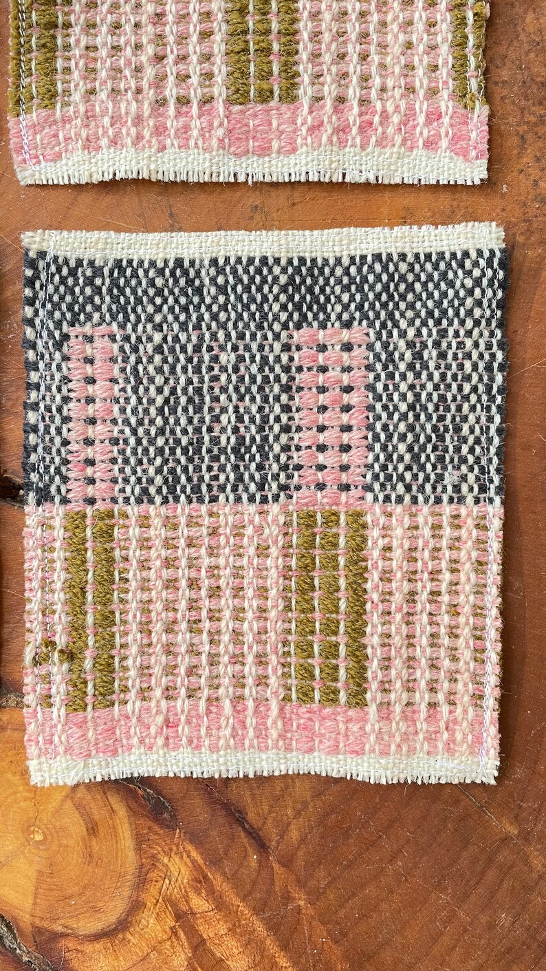 Pink Handwoven Big Reversible Wool Coasters image 4