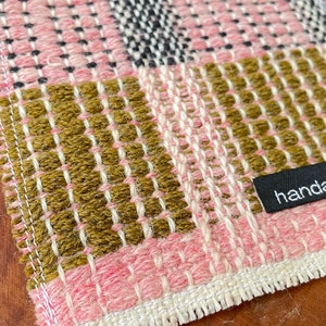 Pink Handwoven Big Reversible Wool Coasters image 3