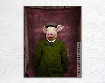 Pig Art Photography Print - Farm Animal Decor - Dressed up Animals - Pigtasic!