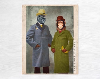 Gorilla Chimpanzee Photo Print - Monkey Chimp - Dressed up Animal Art - 8x10 11x14 - Stan & Jimmy
