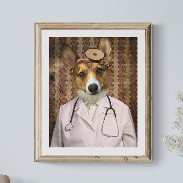 Corgi Art Photography Print - 5x7 - Docter Dog Portrait