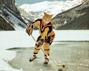 Vancouver Canucks Cat Photo - Hockey Poster - Vintage Flying V - 5x7 8x10 11x14 16x20 - The Vancouver "Cat"nucks