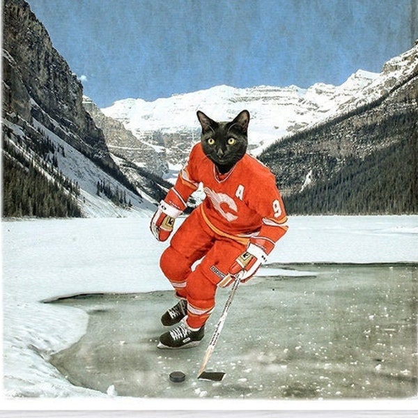 Impression de photographie des Flames de Calgary - Art de chat hockey - Alberta - Chats noirs - « Chat » gary Flames