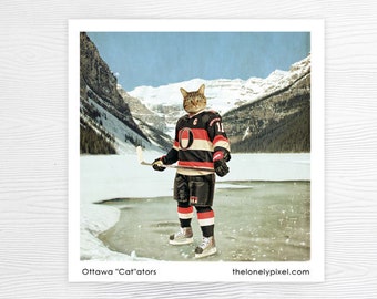 Fridge Magnet - Ottawa Senators Hockey Cat - Stocking Stuffer